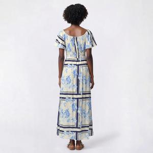 Womens Luxology Flutter Sleeve Geometric Floral Maxi Dress alternate view